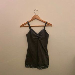 BKE Hunter Green Tank Top with Lace Trim; M